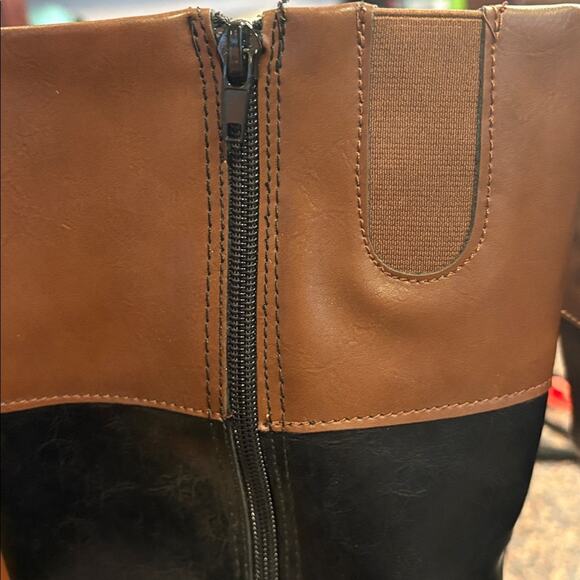 Riding Boots Two-Tone Black and Brown Knee-High Size 9.5 Excellent Cond - Picture 5 of 8